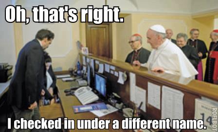 Pope Pays Hotel Bill